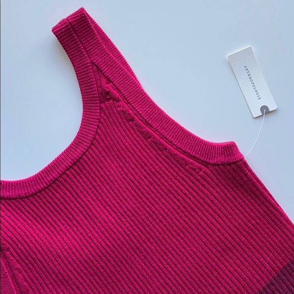 New Anthropologie magenta textured knit tank top ribbed - Picture 11 of 12